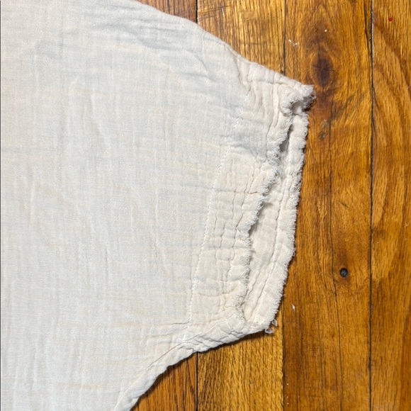 9SEED Women's 100% Slub Cotton Short Sleeve Cream Top Raw Hems Boxy‎ Fit Size 1 - Picture 11 of 11